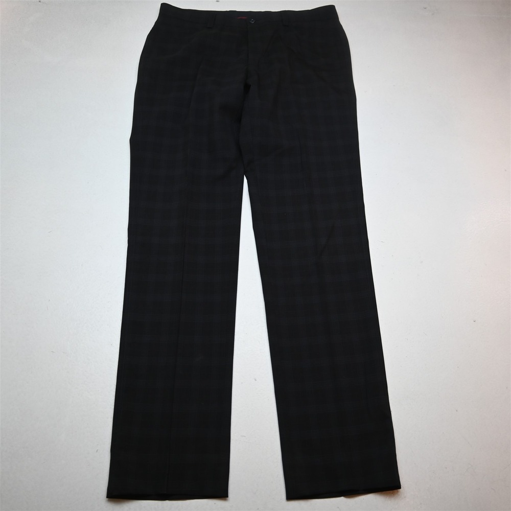 Sartore 34x36 Black Plaid Compagnia della Lana Italy Made Straight Dress Pants
